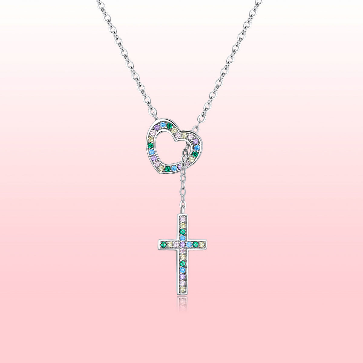 925 Sterling Silver Plated Necklace with Adjustable Length 42.5cm and CZ for Women