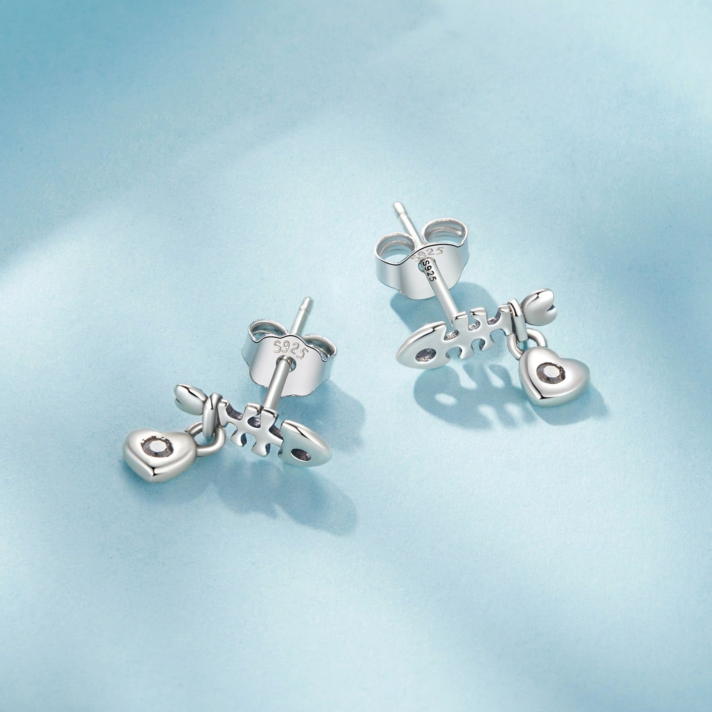 925 Sterling Silver Earrings with Pavé Setting CZ in Oxidized Silver