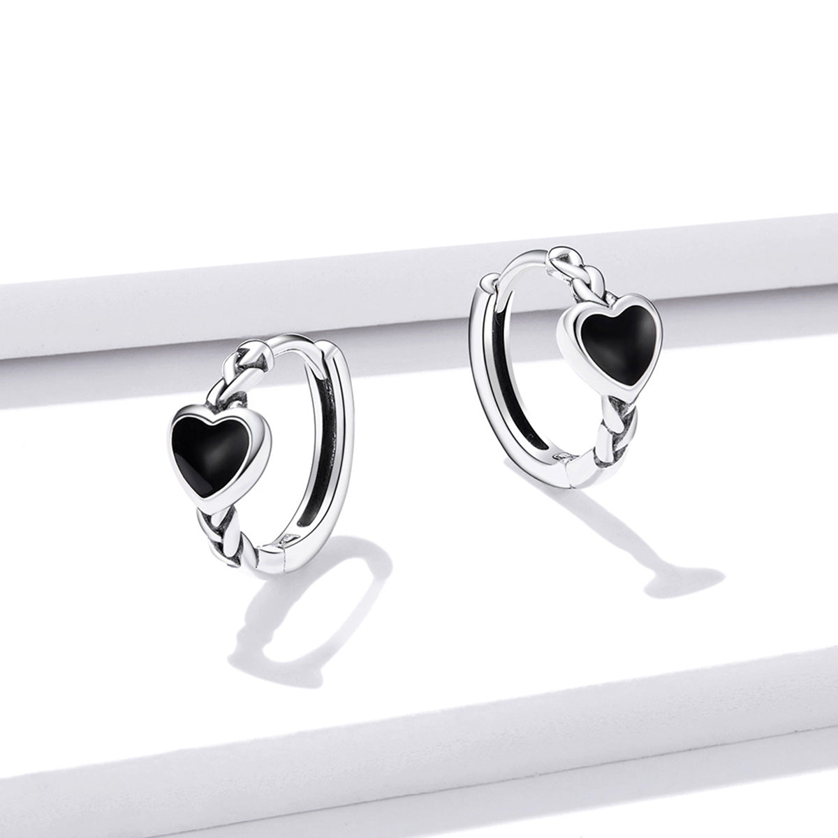 925 Sterling Silver Oxidized Enamel Earrings for Women - 1.2*0.5 cm