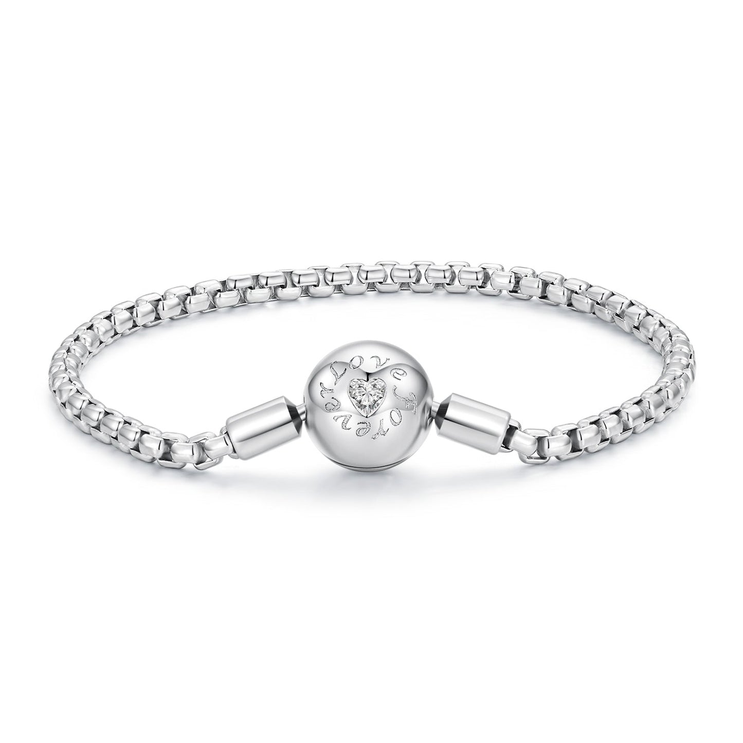 925 Sterling Silver Bracelet 19cm with CZ Stones for Women
