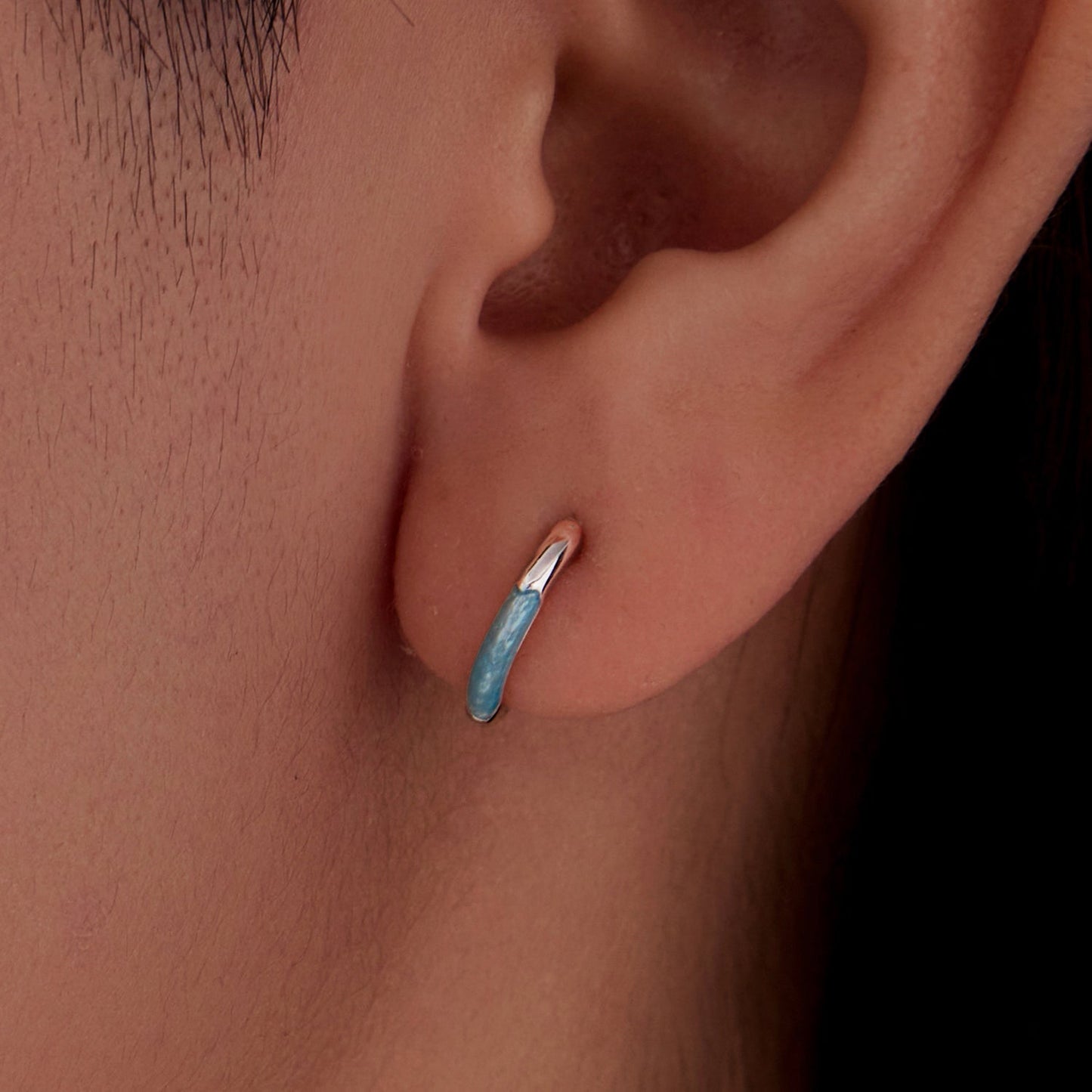 925 Sterling Silver Enamel Plated White Gold Earrings 1.2cm for Women