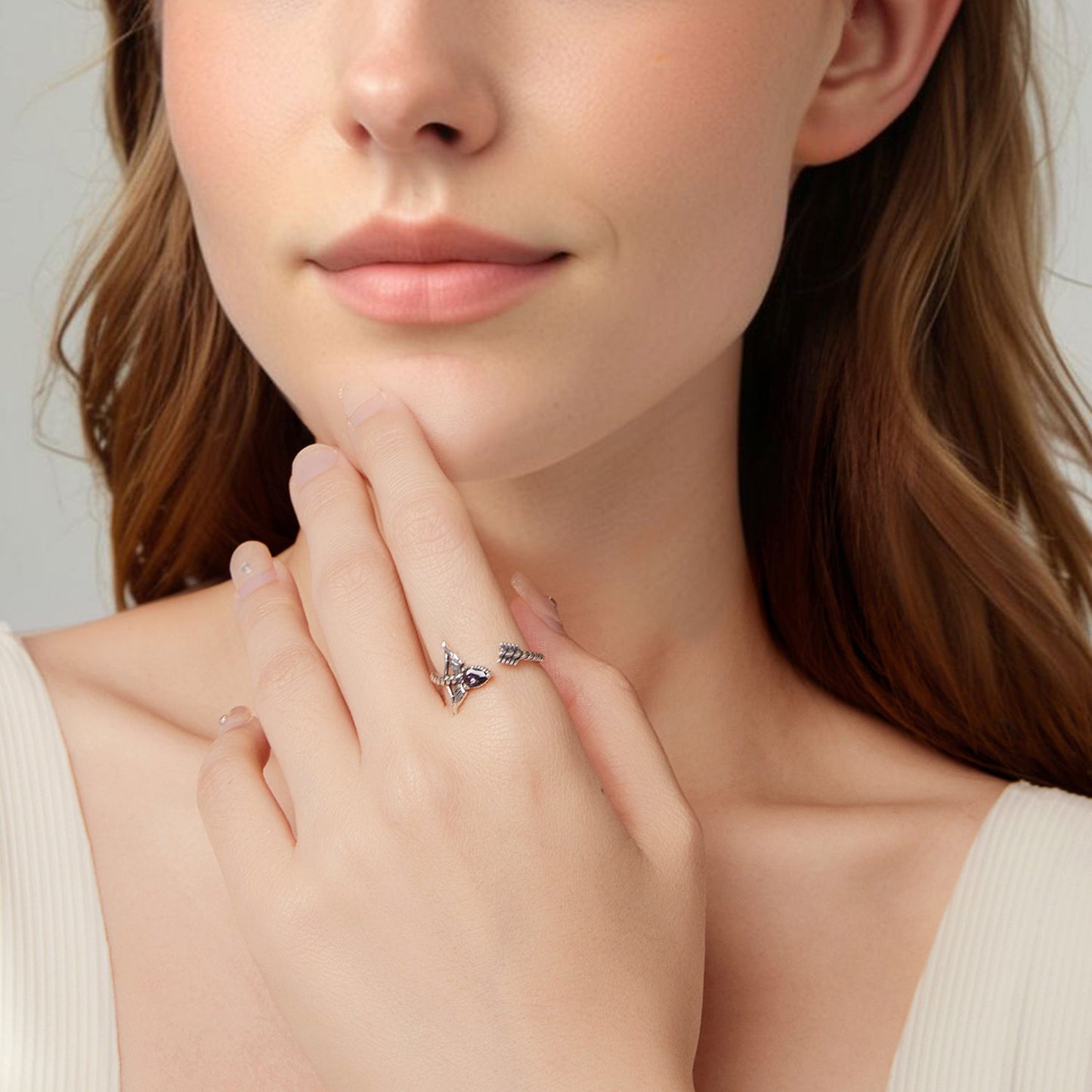 925 Sterling Silver Oxidized Glass Ring