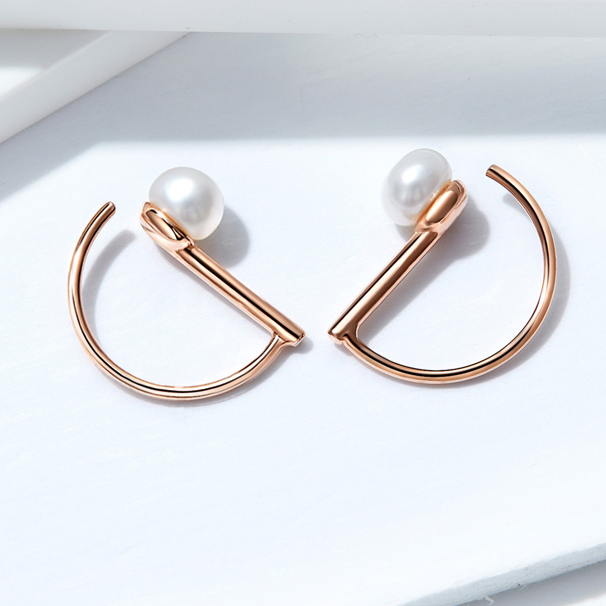 925 Sterling Silver Earrings in Rose Gold with Beads for Women