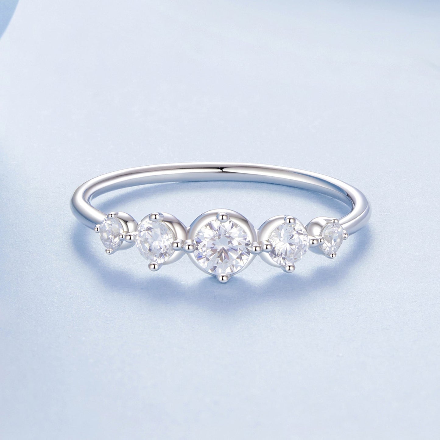 925 Sterling Silver Ring Size 6.0 with Pavé CZ in White Gold Finish for Women