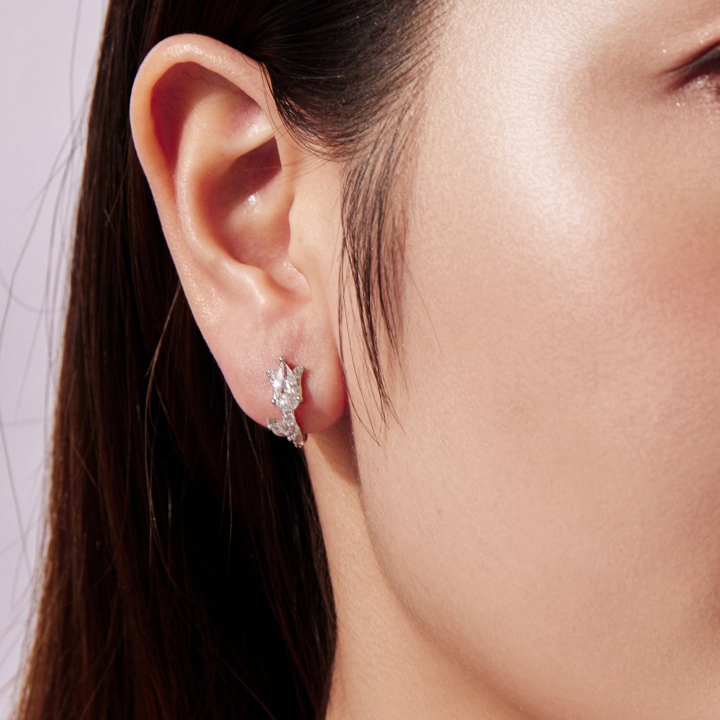 925 Sterling Silver Earrings with White Gold Plating and CZ
