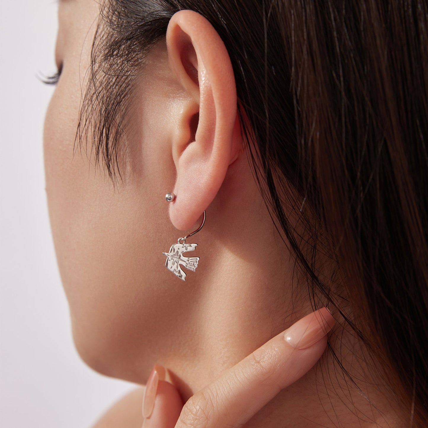 925 Sterling Silver Earrings with Pavé Setting CZ and White Gold Plating for Women