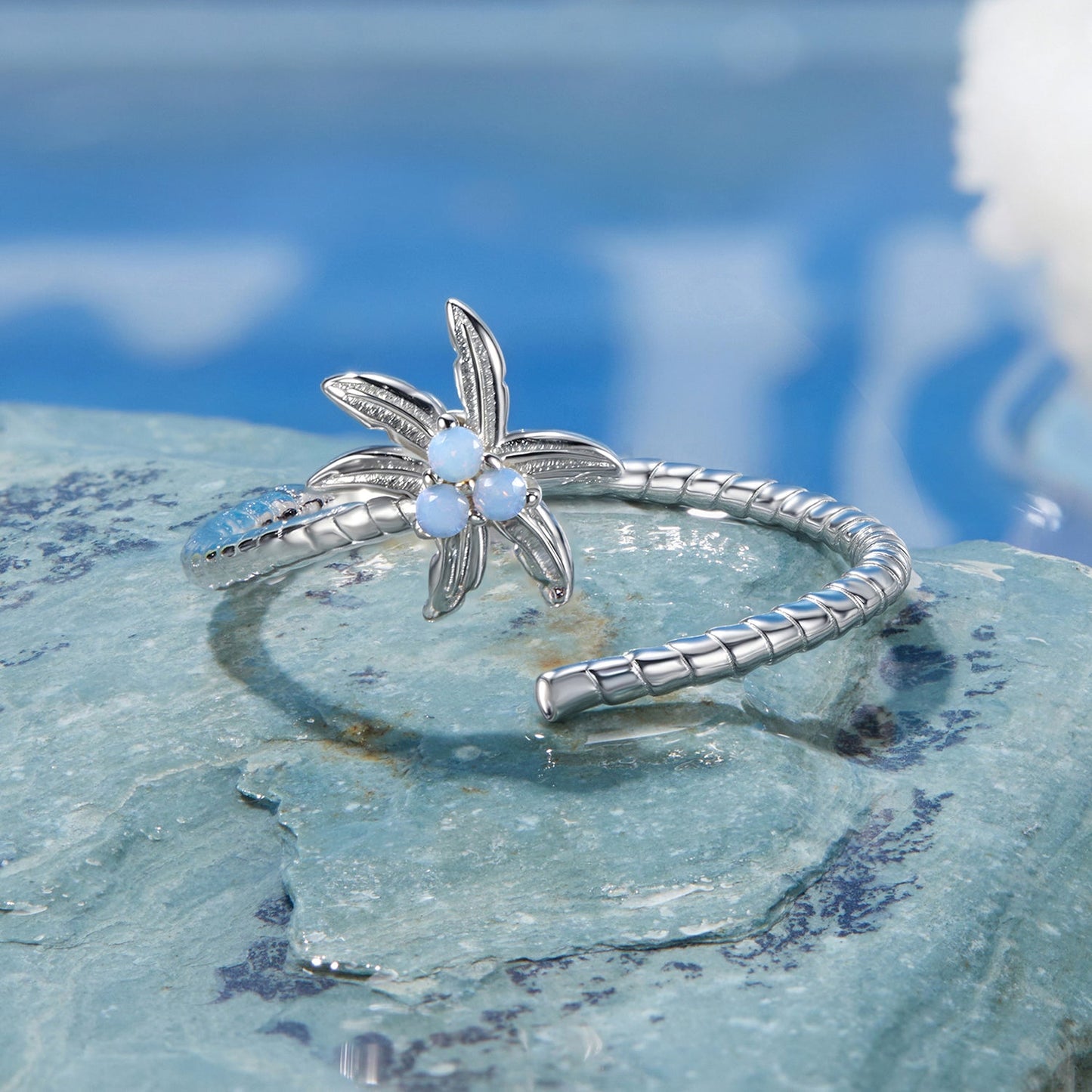 925 Sterling Silver Nano Opal Ring for Women