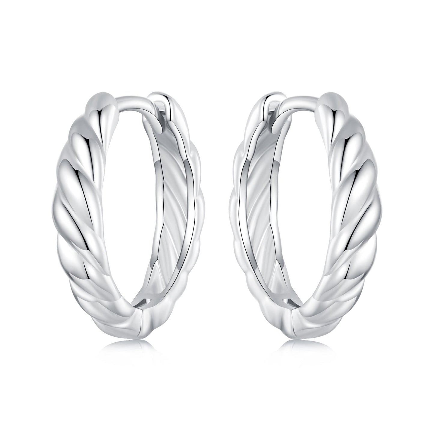 925 Sterling Silver Plated White Gold Earrings for Women - Size 11*3mm