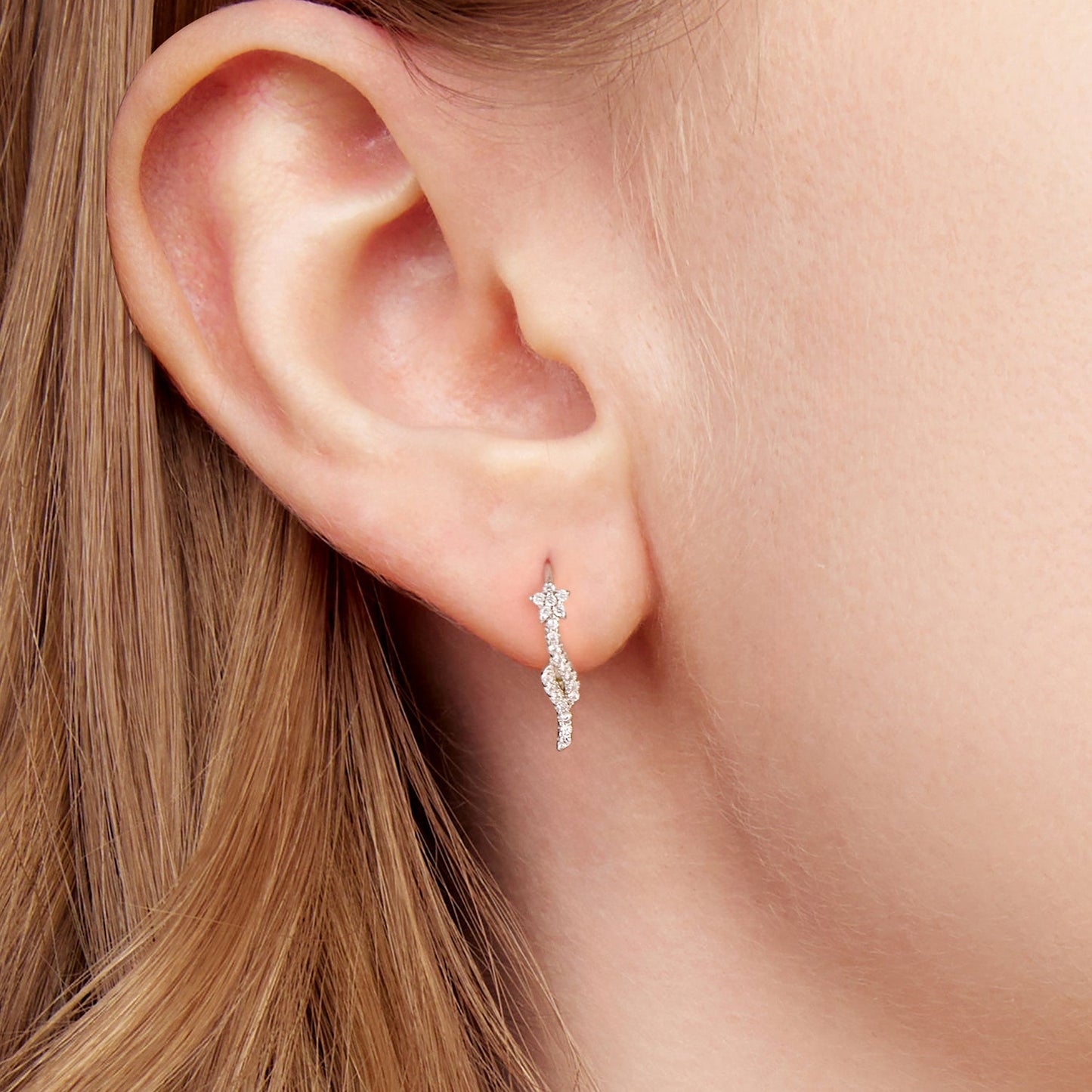 925 Sterling Silver Plated White Gold Earrings with CZ for Women