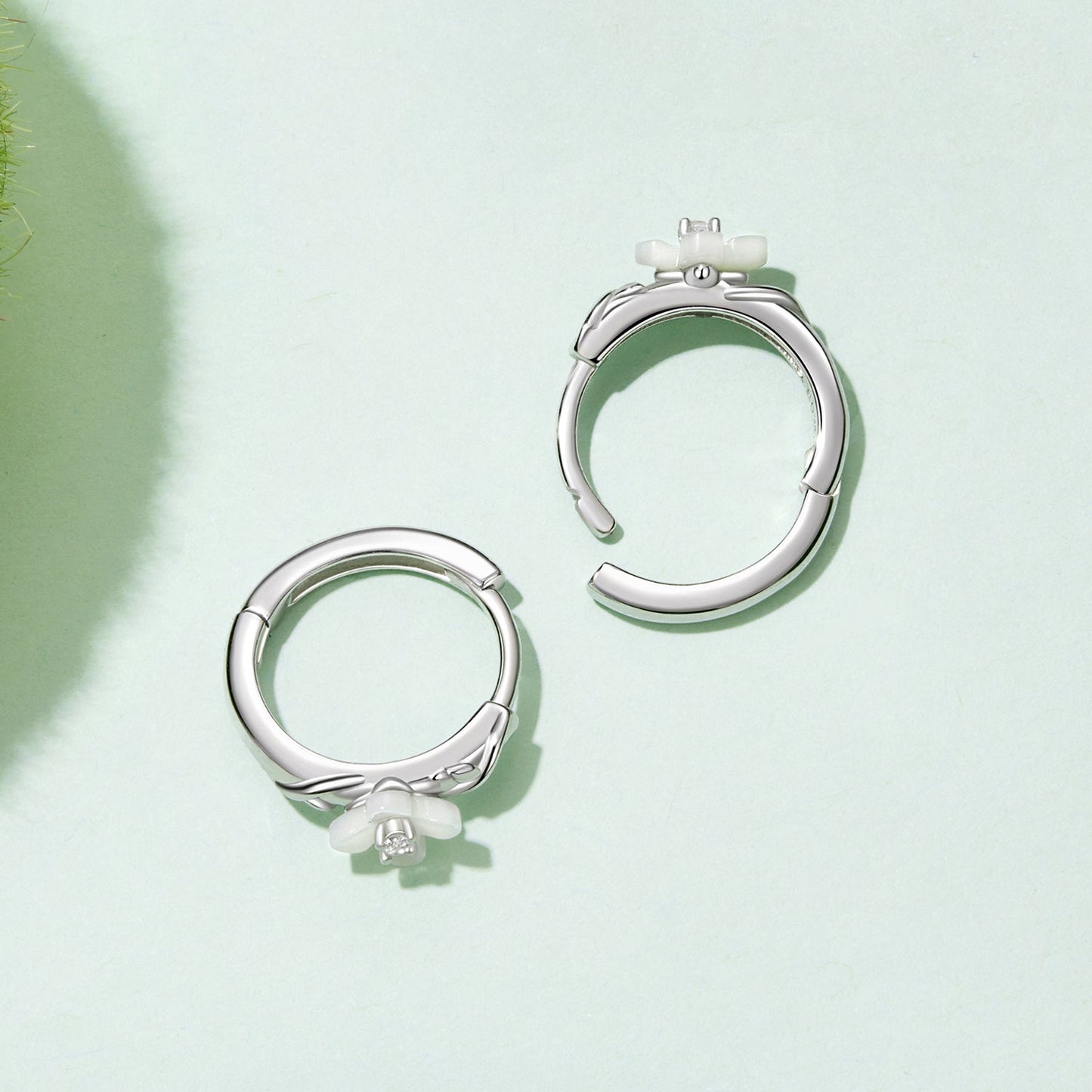 925 Sterling Silver Earrings with Pavé Setting CZ and High-Quality Nacre for Women