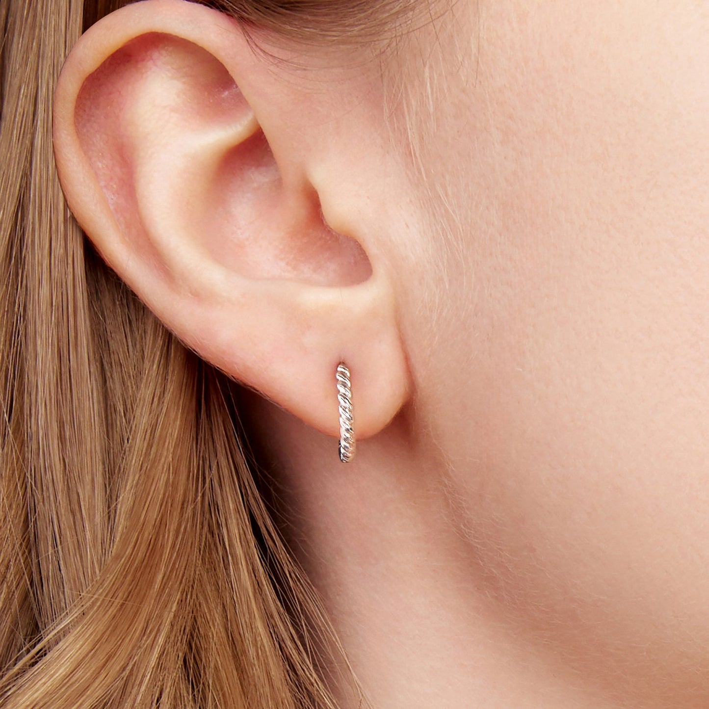 925 Sterling Silver Plated White Gold Earrings Size 1.4x0.2cm for Women