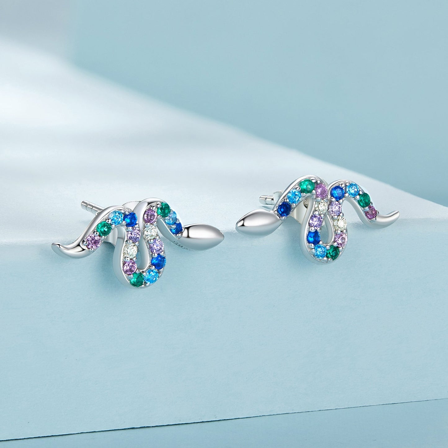 925 Sterling Silver Earrings with Pavé Setting CZ, 7x15mm, Plated Platinum for Women