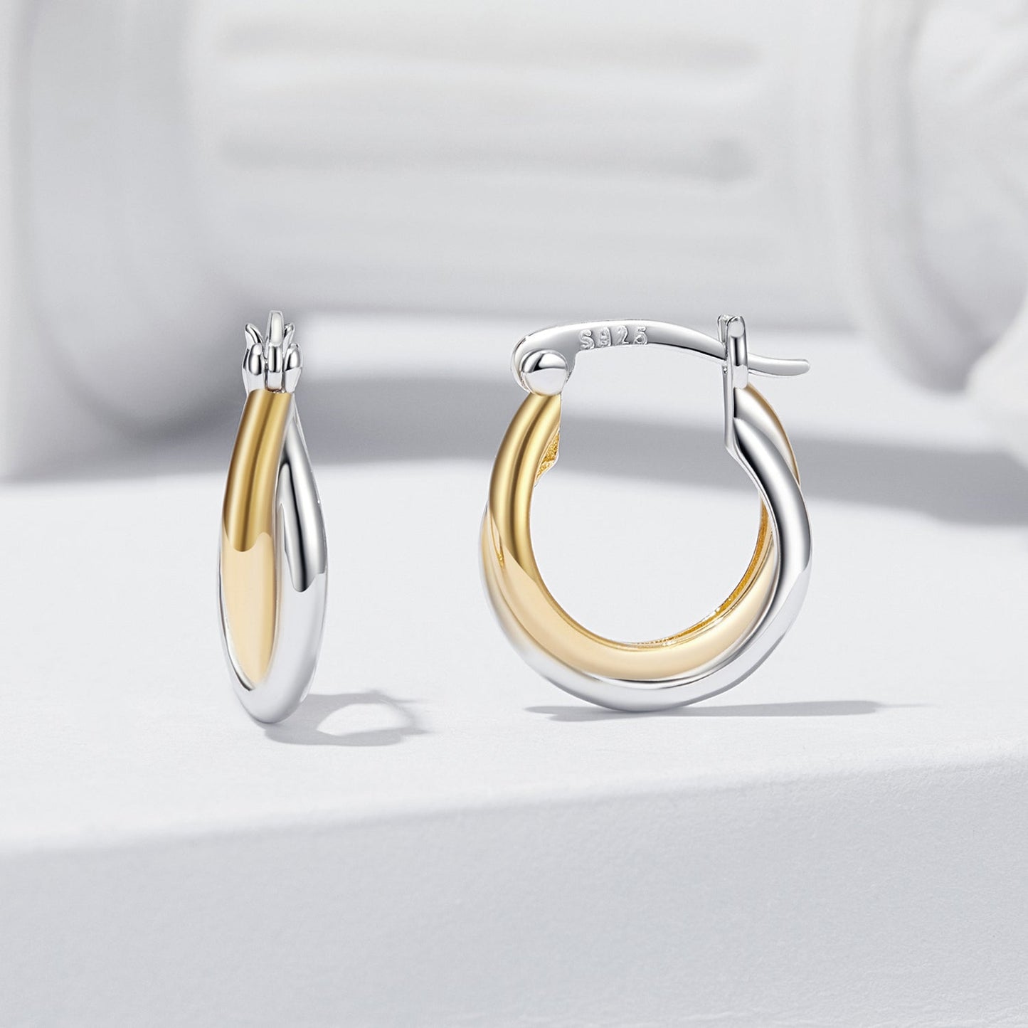 925 Sterling Silver Earrings with Platinum and Gold Plating for Women