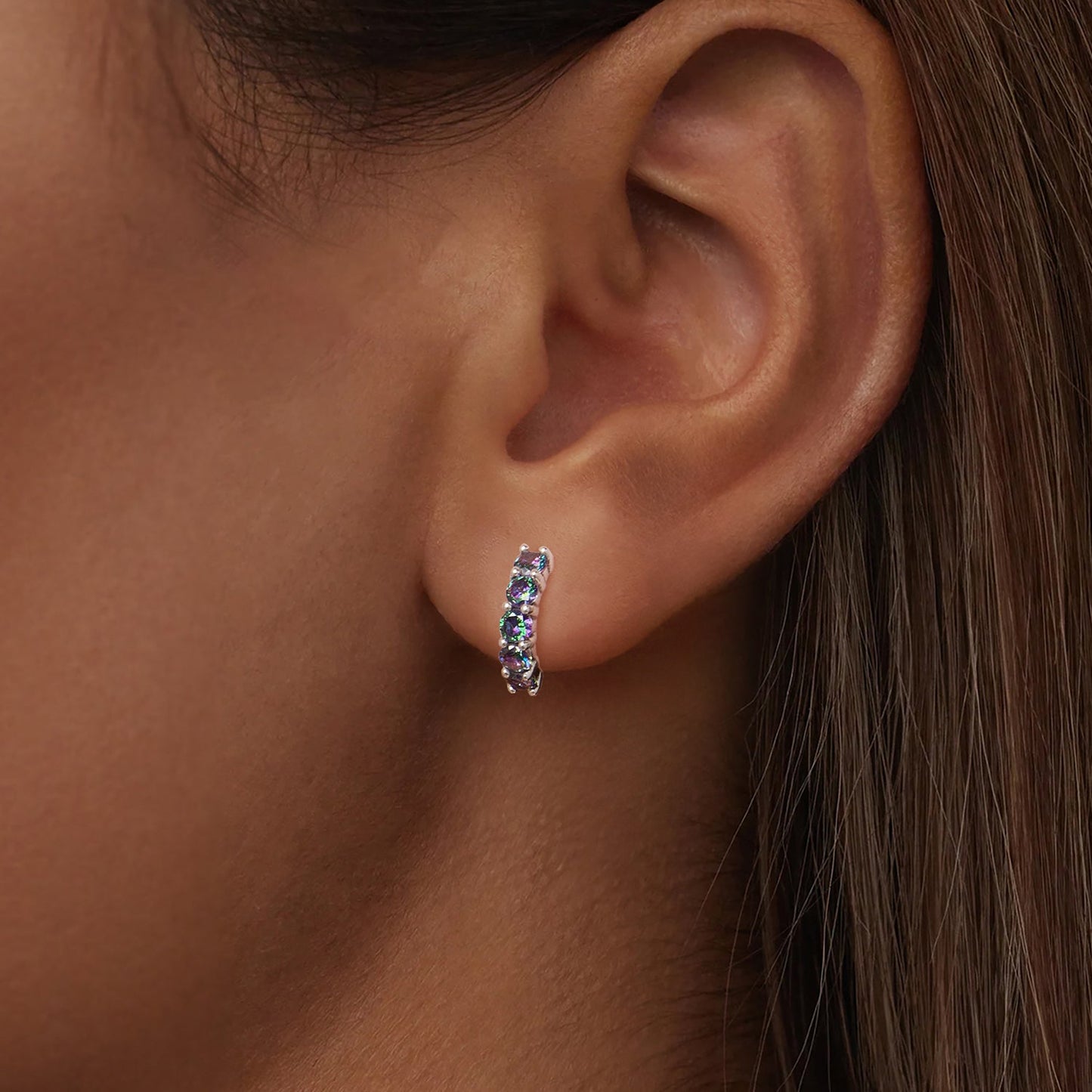 925 Sterling Silver Earrings with Pavé Setting CZ in Oxidized Finish for Women