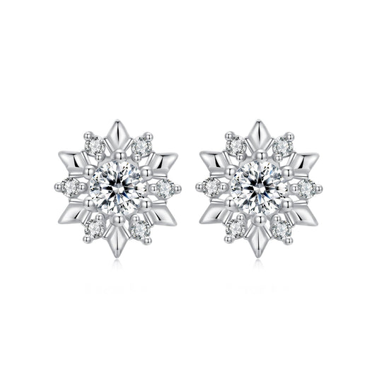 925 Sterling Silver White Gold Plated 0.7cm Pavé Set CZ Earrings for Women