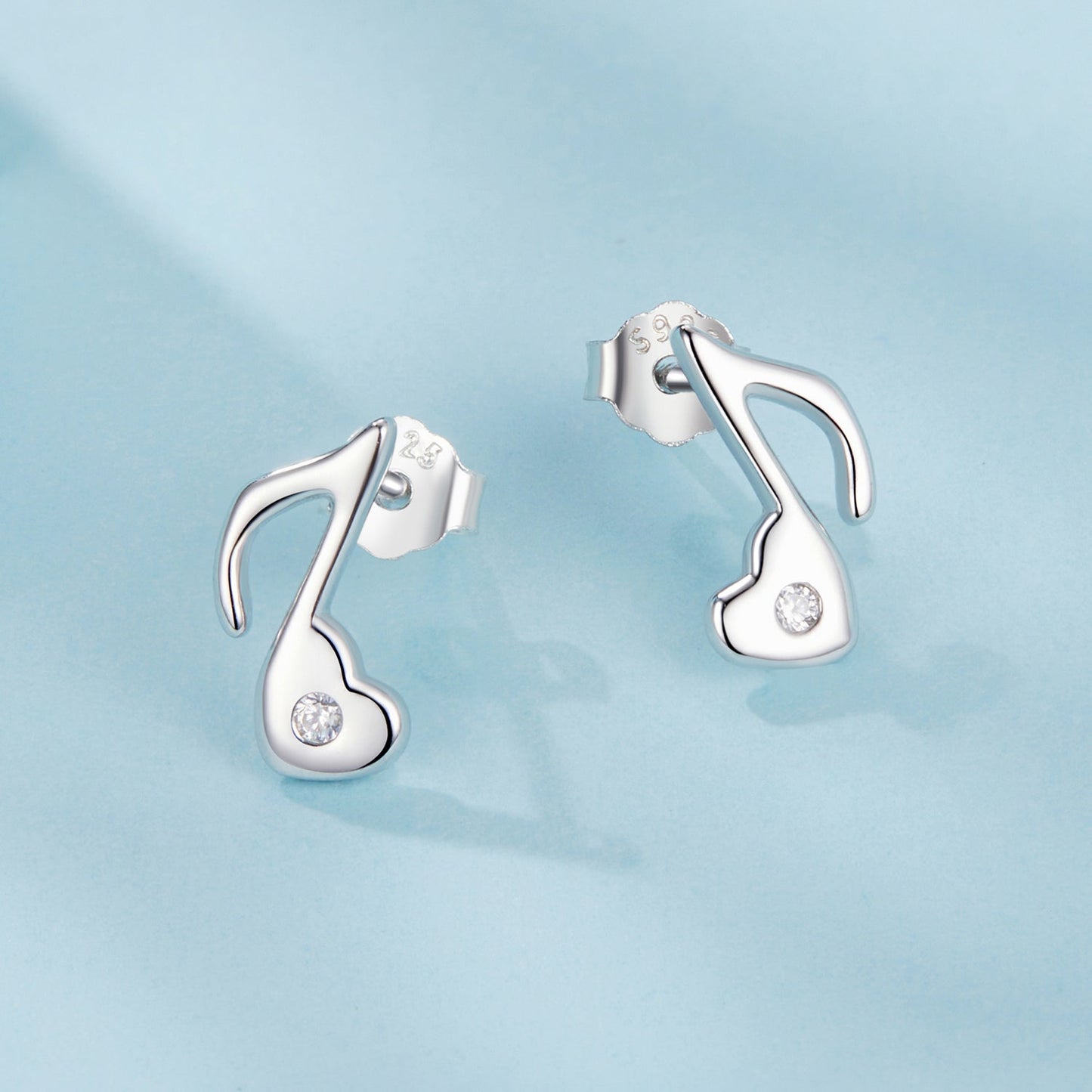 925 Sterling Silver Earrings with Pavé Setting CZ in White Gold Finish, 1x0.7cm for Women