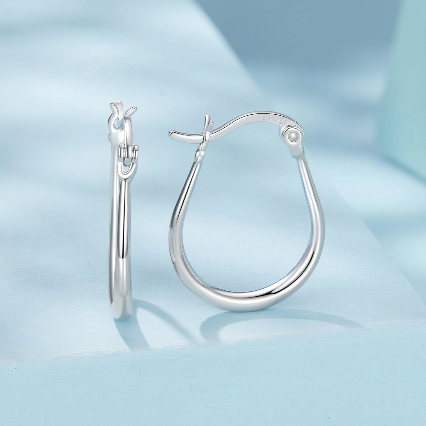 925 Sterling Silver Earrings for Women - 2.9x0.2cm, Plated White Gold, Style L