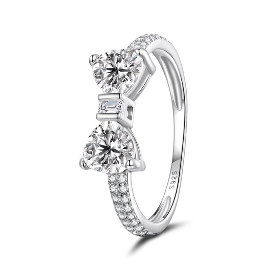 925 Sterling Silver White Gold Plated 1.2cm Pendant Ring Size 6 for Women