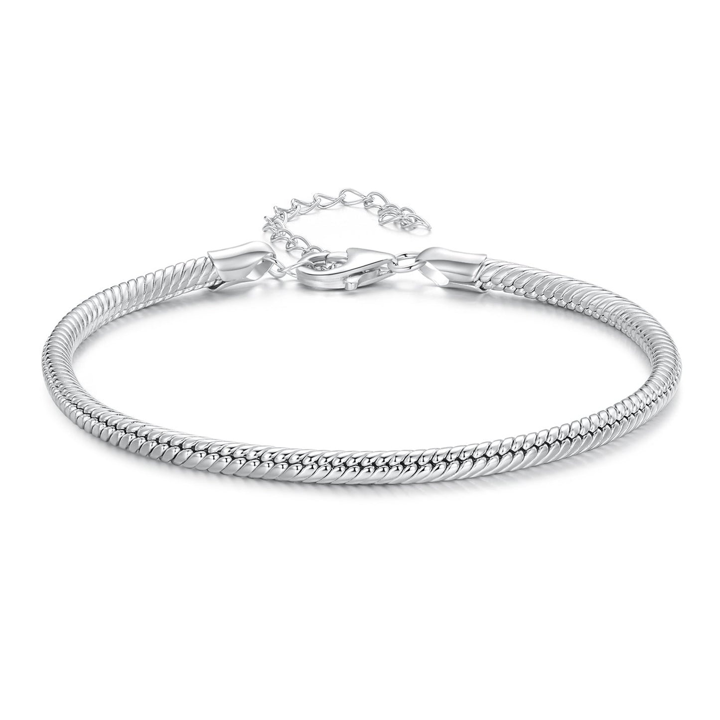 925 Sterling Silver Plated Platinum Bracelet with Adjustable Length for Women