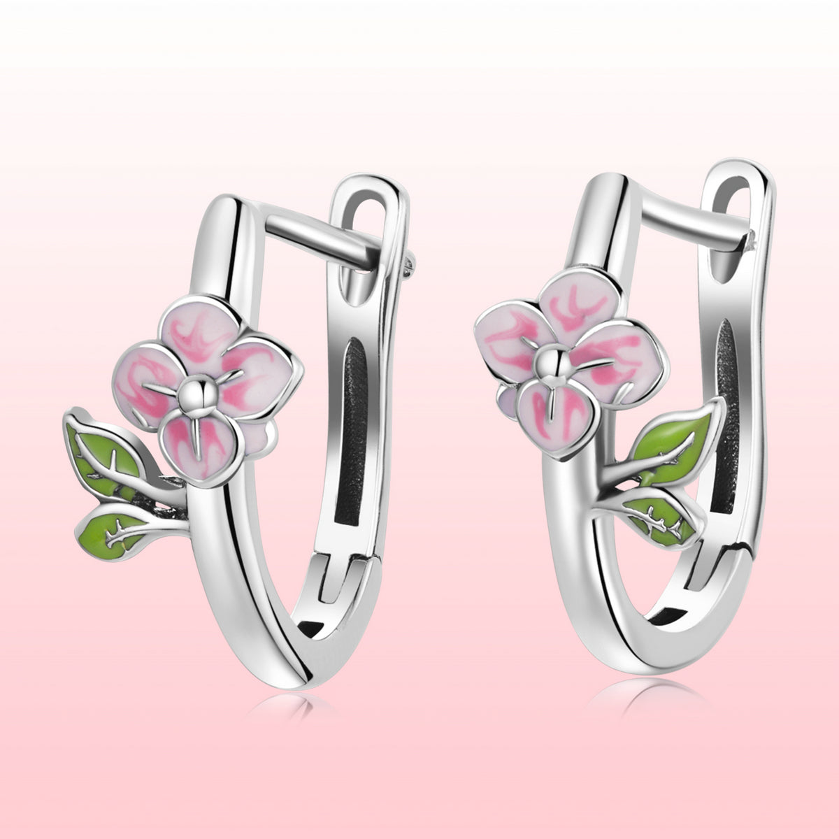 925 Sterling Silver Enamel Oxidized Silver Earrings for Women - 1.5x0.7cm