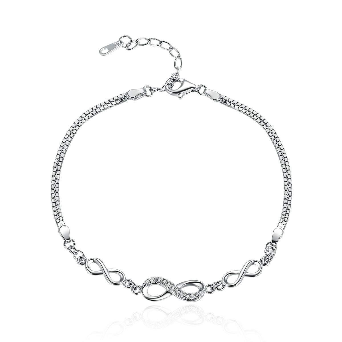 925 Sterling Silver Bracelet 22CM for Women
