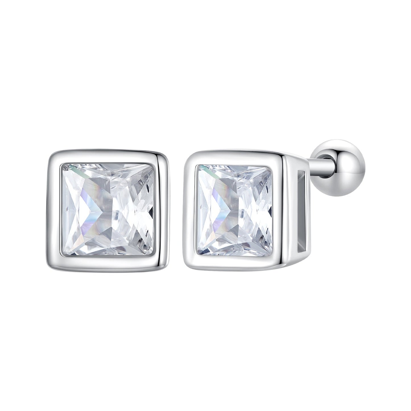 925 Sterling Silver 5mm Pavé Setting CZ Earrings for Women