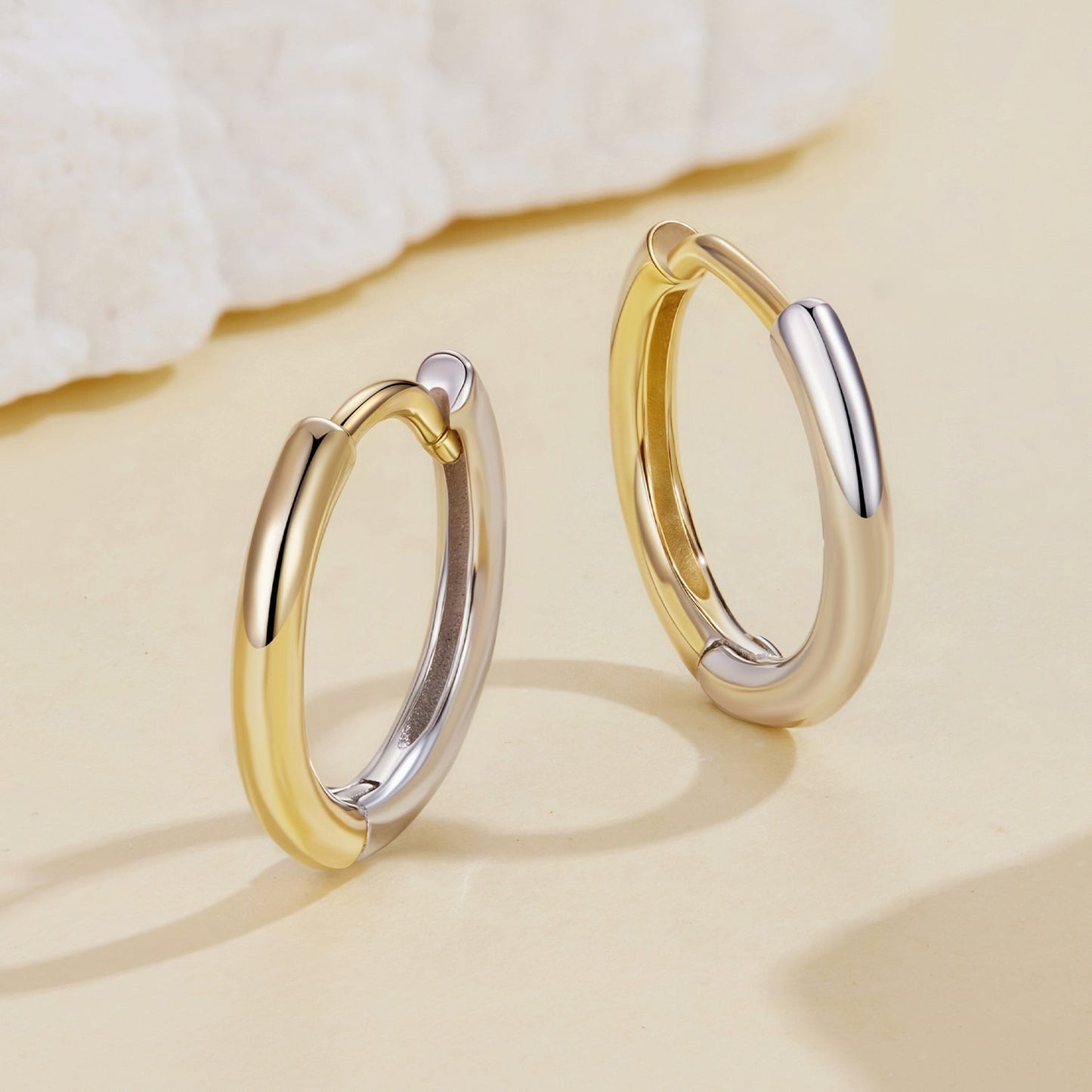 925 Sterling Silver Earrings for Women - 1.3x0.2cm, Plated White Gold
