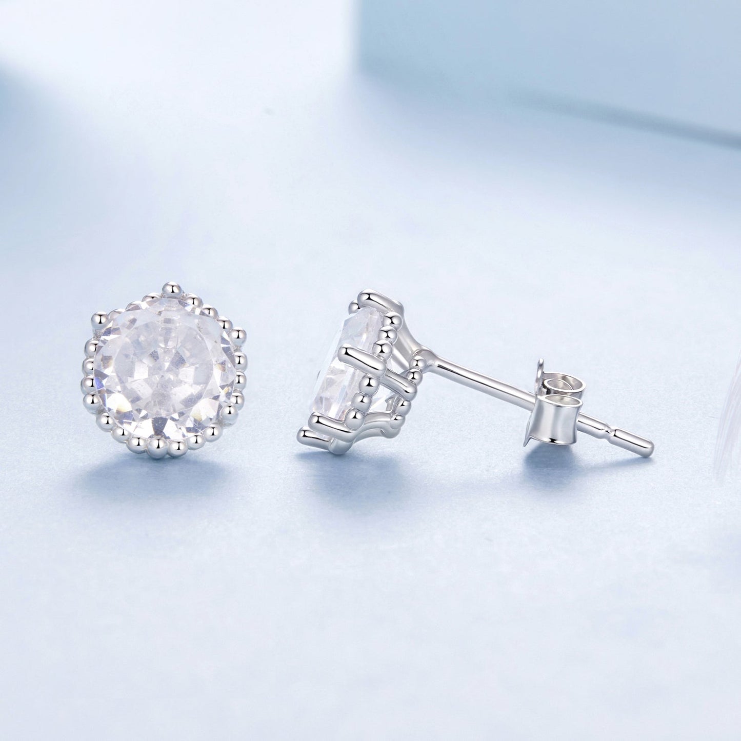925 Sterling Silver Earrings with Pavé Setting CZ in White Gold Plated