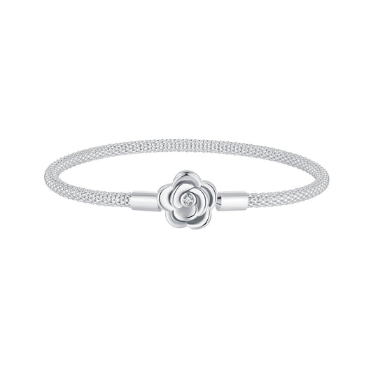 925 Sterling Silver Bracelet with Oxidized Finish and CZ 17.0 cm