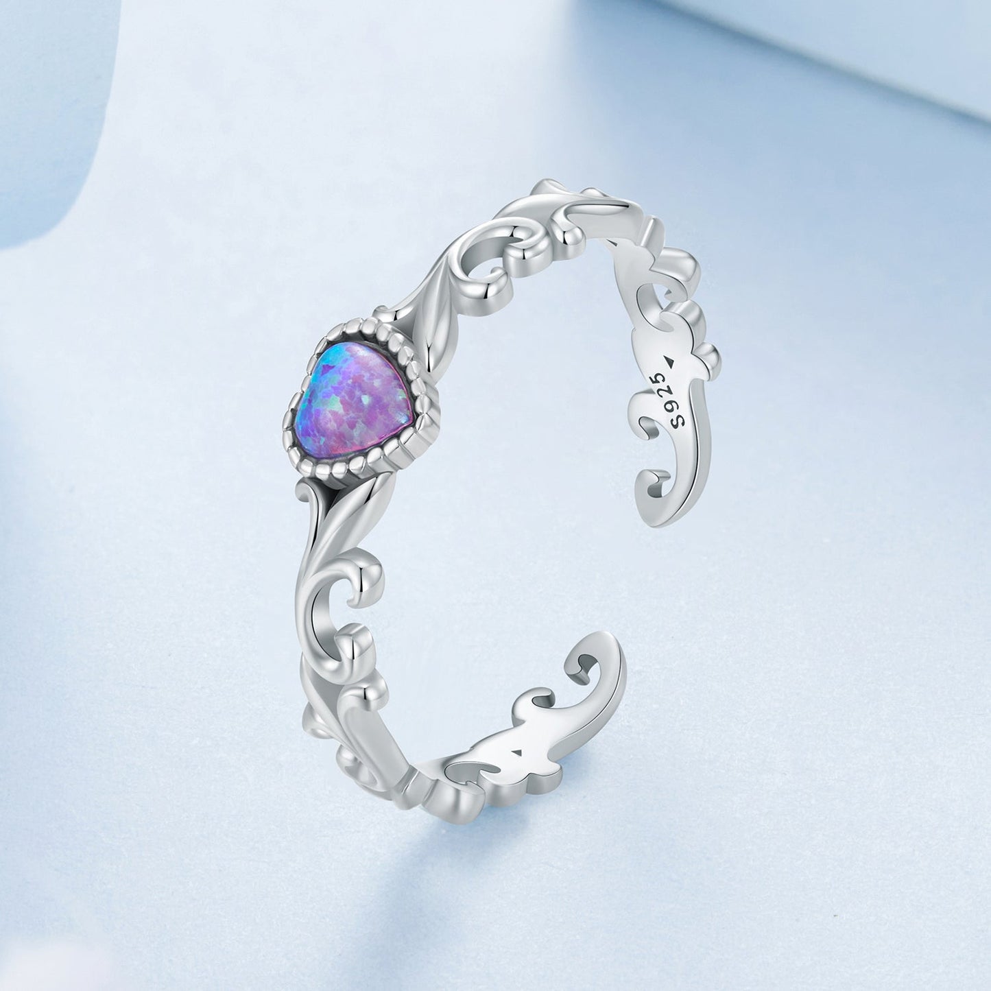 925 Sterling Silver Opal Pendant Ring for Women
