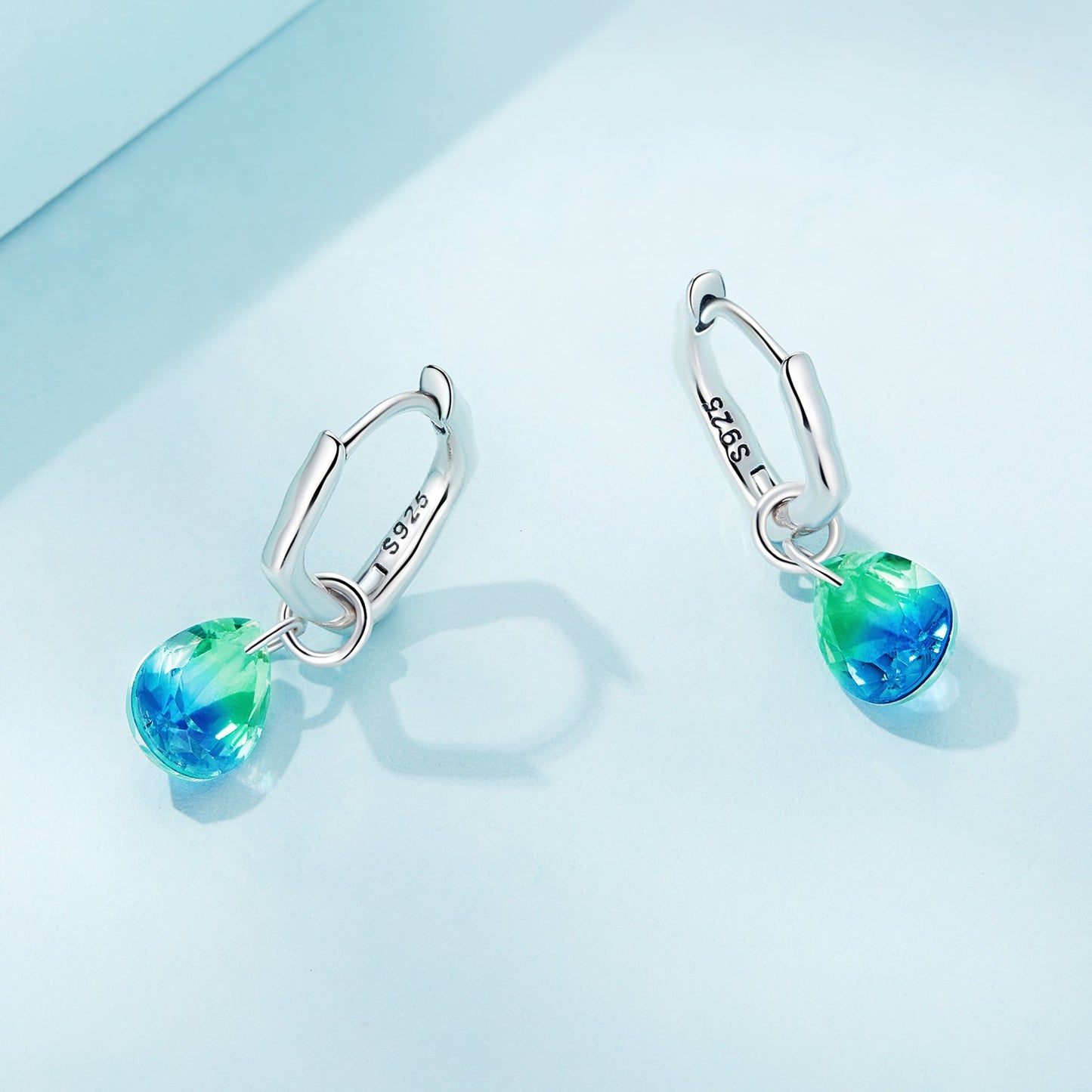 S925 Sterling Silver Oxidized Earrings with Transparent Glass & Main Stone for Women