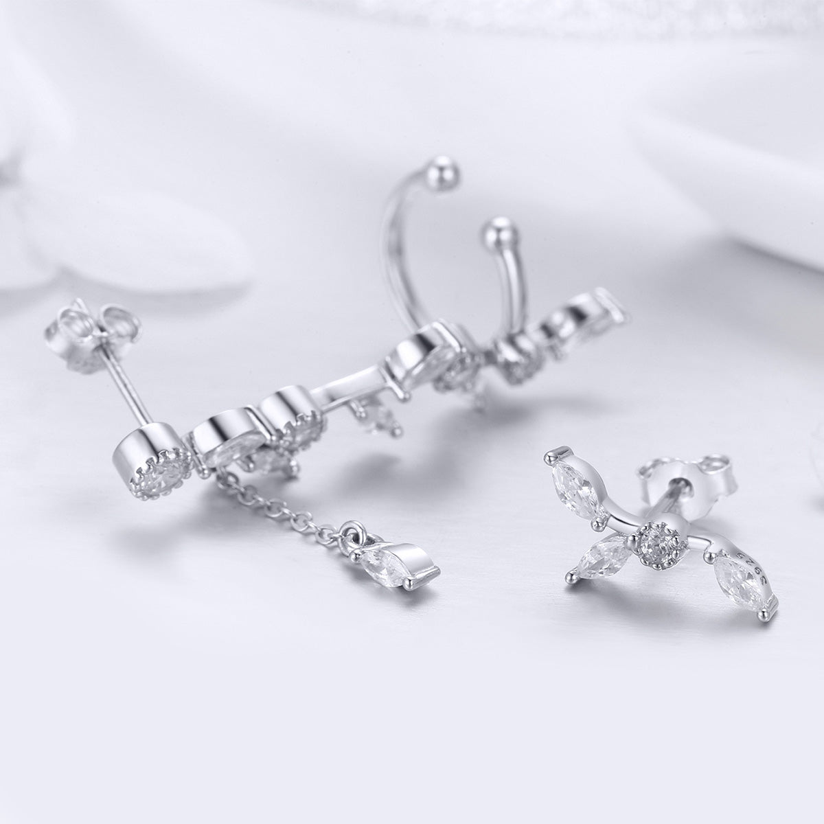925 Sterling Silver Earrings with Platinum Plating and CZ for Women