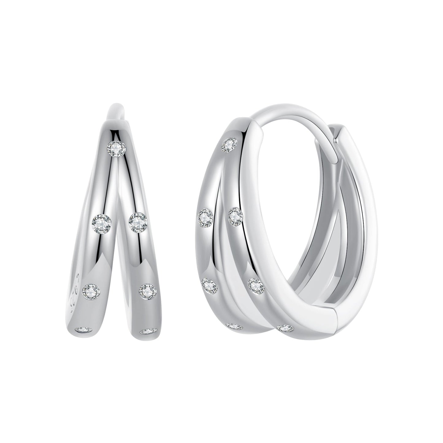 925 Sterling Silver Pavé Setting CZ Earrings for Women