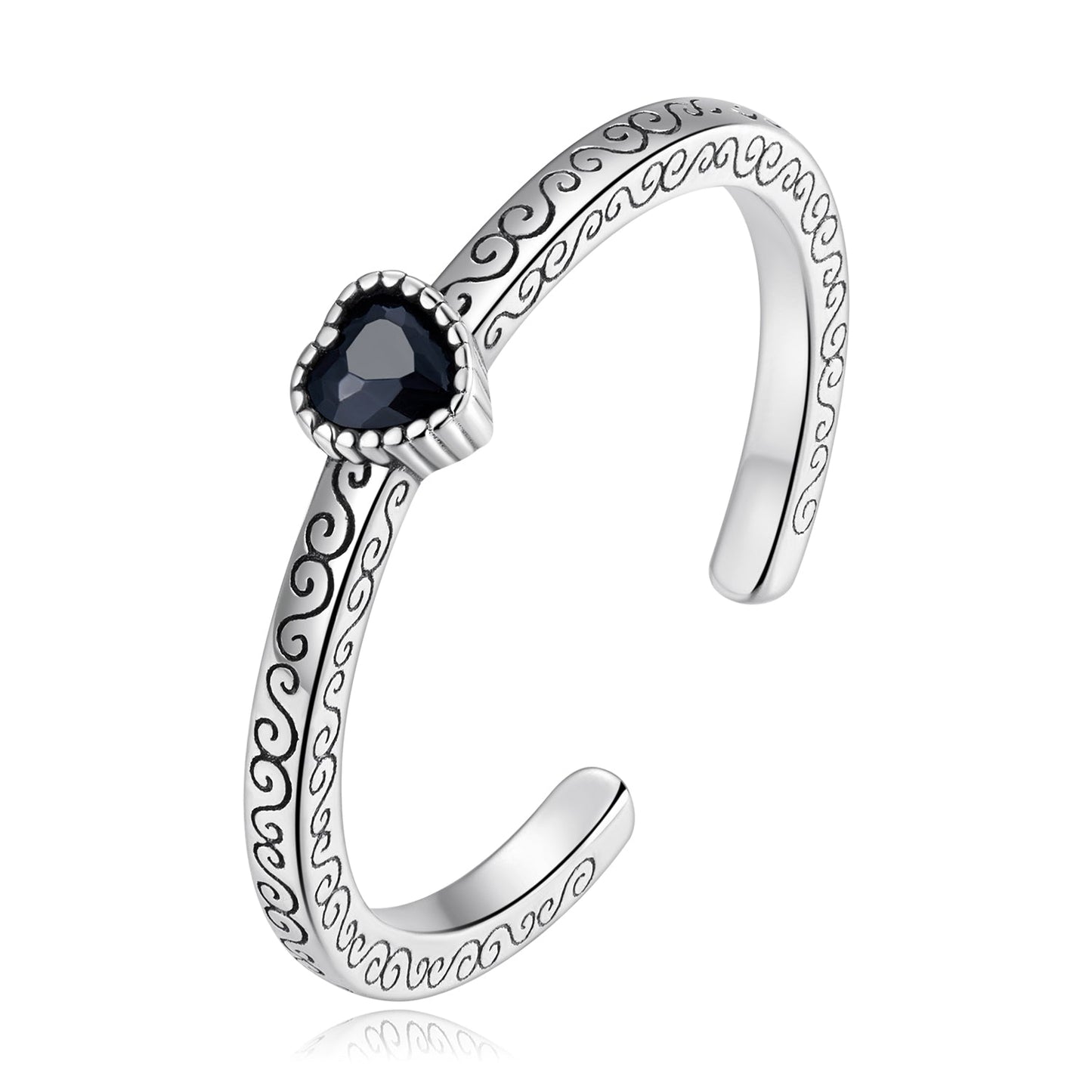 925 Sterling Silver Oxidized CZ Pavé Ring for Women