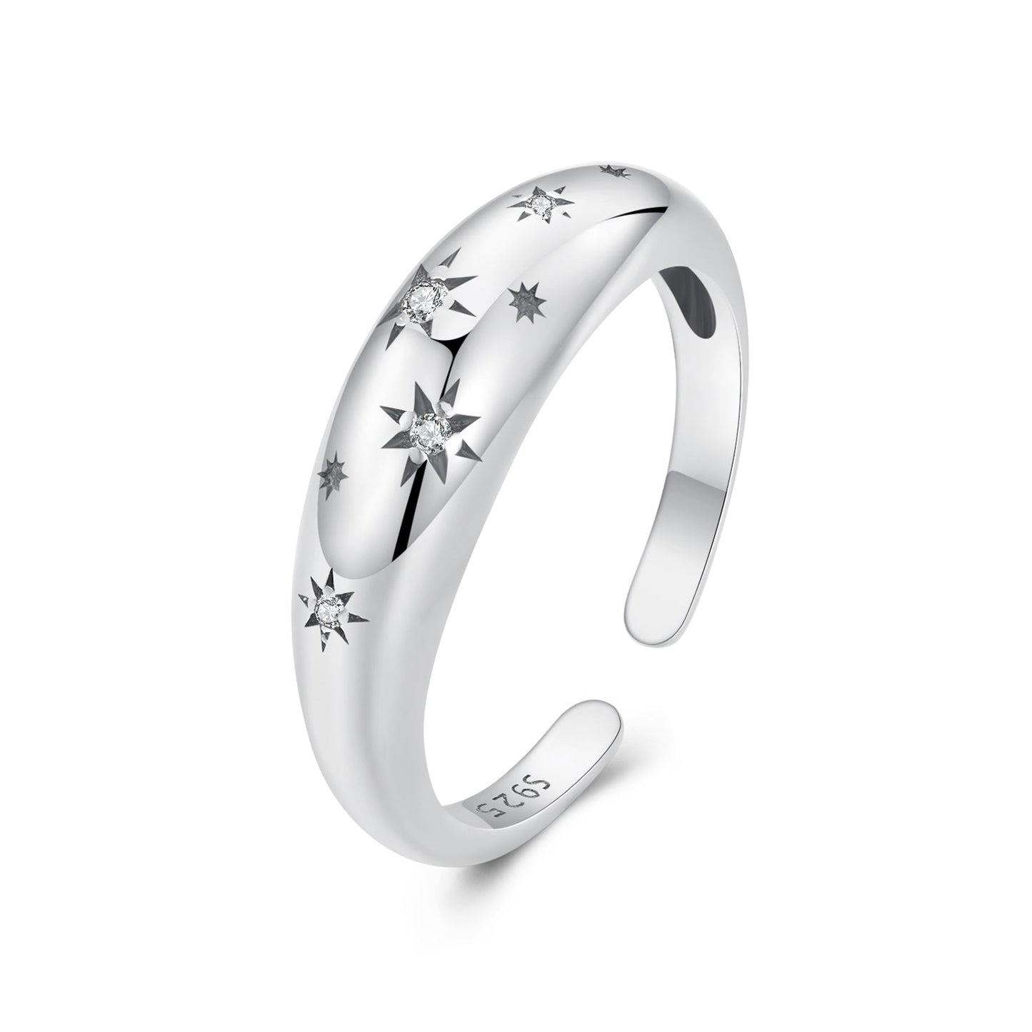 925 Sterling Silver Ring with Pavé Setting CZ, Width 2.2-5.8mm, Oxidized Silver, Women's Ring