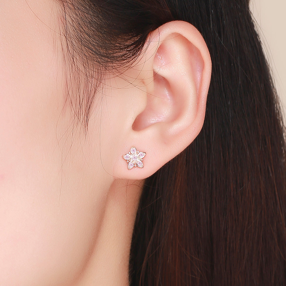 925 Sterling Silver Rose Gold Plated Pavé Setting CZ Earrings