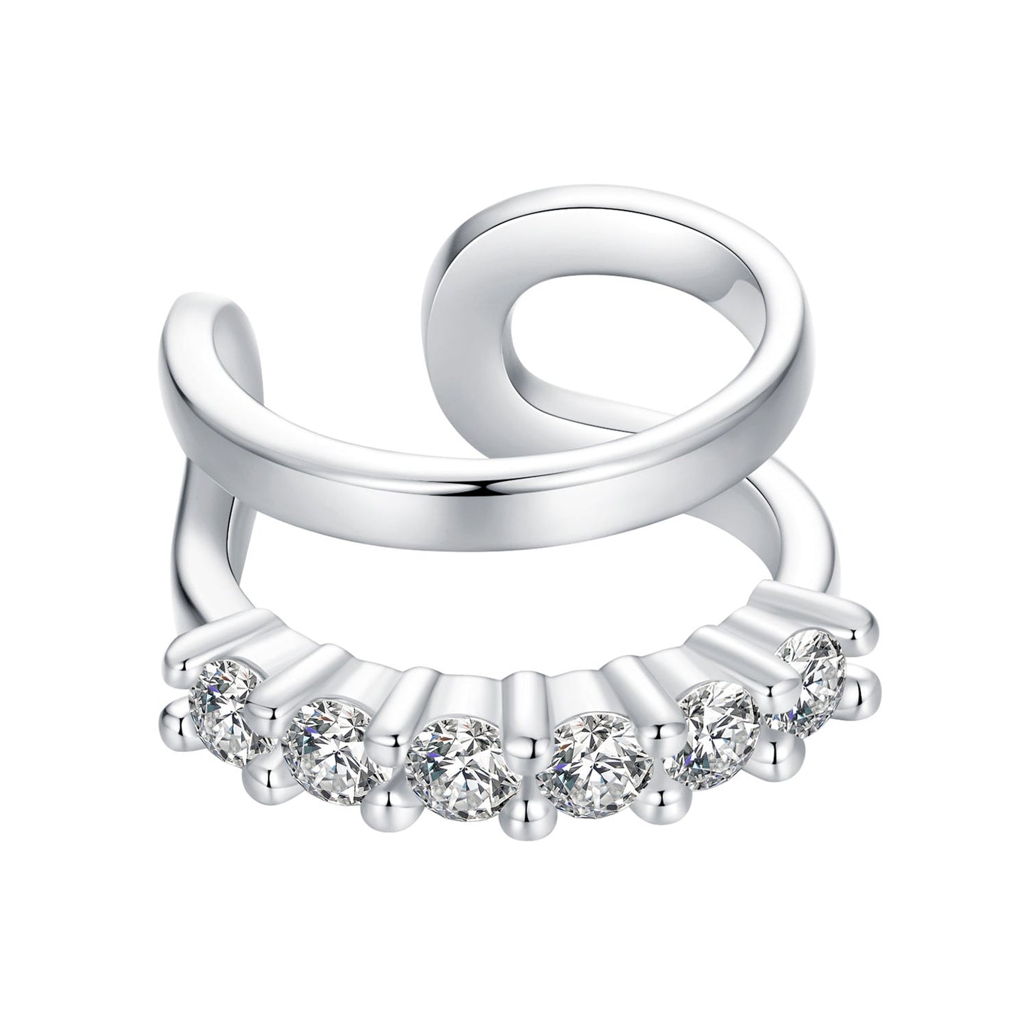 925 Sterling Silver Earrings with Pavé Setting CZ in Platinum