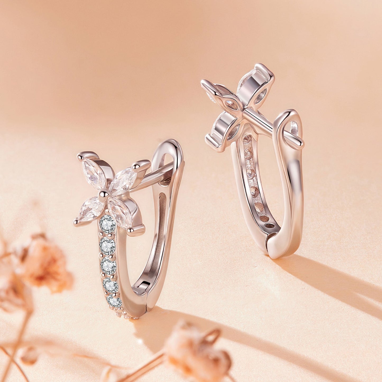 925 Sterling Silver White Gold Plated CZ Earrings for Women