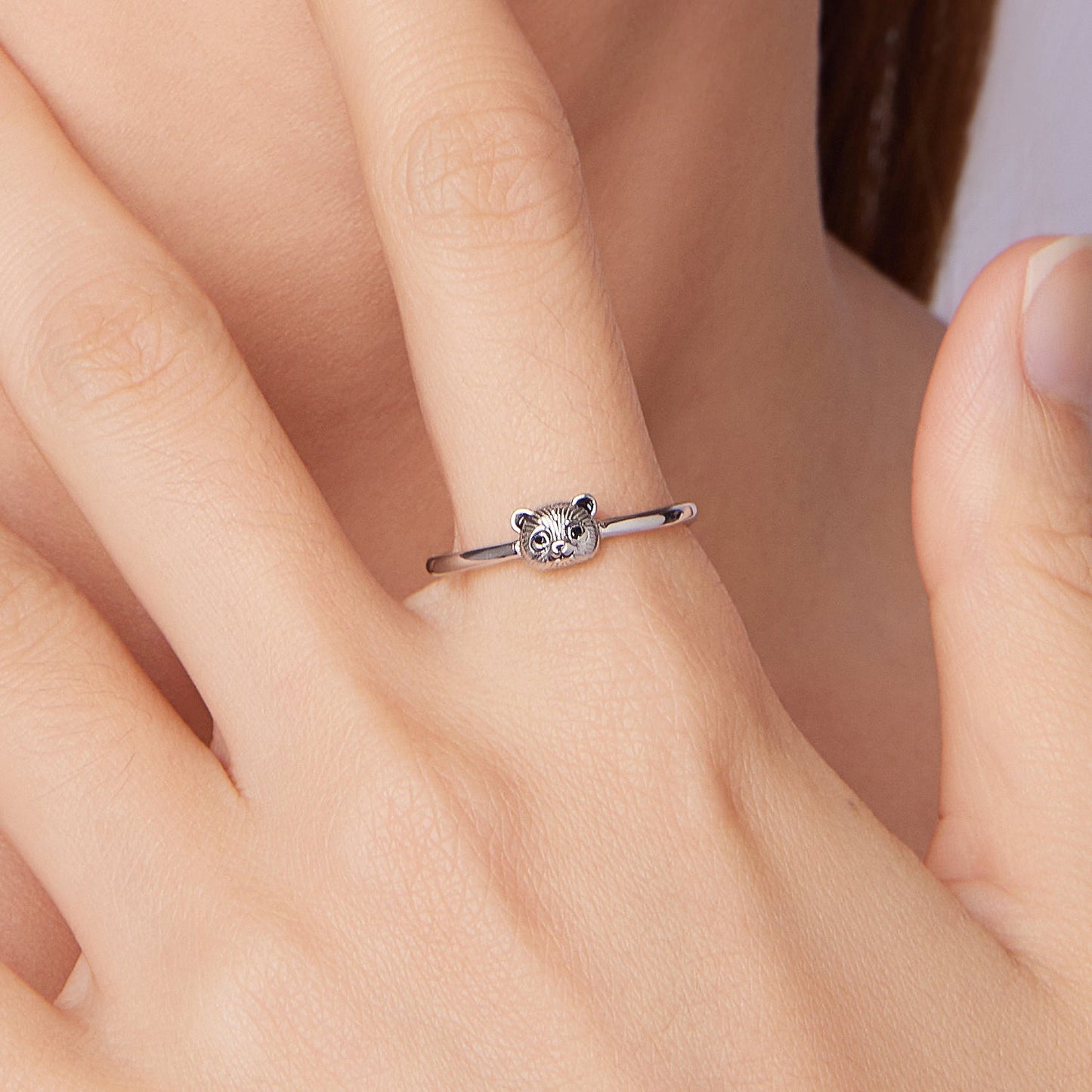 925 Sterling Silver White Gold Plated Enamel Ring for Women