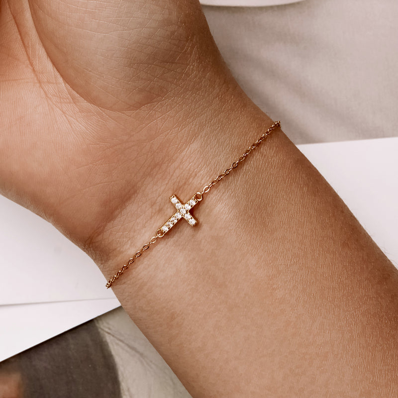 925 Sterling Silver Bracelet with Pavé Setting CZ, 155+25mm for Women