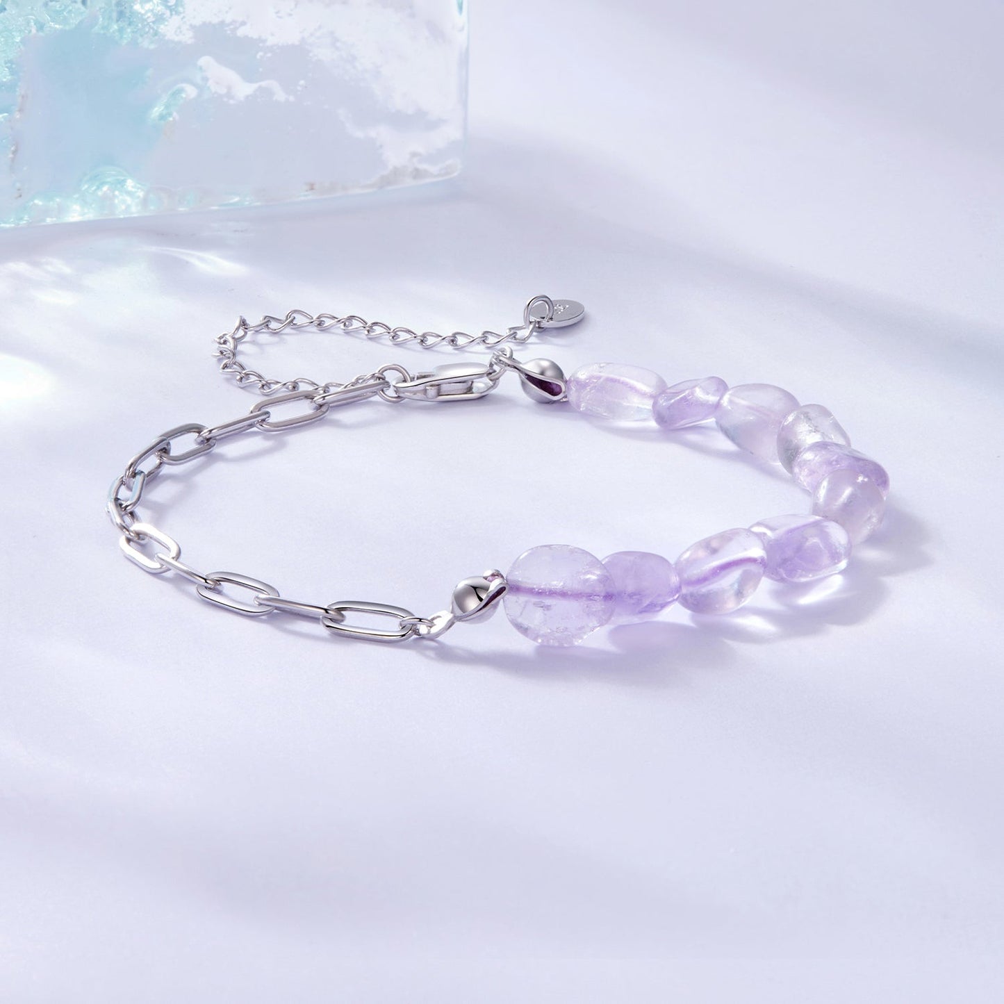 925 Sterling Silver & White Gold Plated Crystal Bracelet 16+5cm for Women