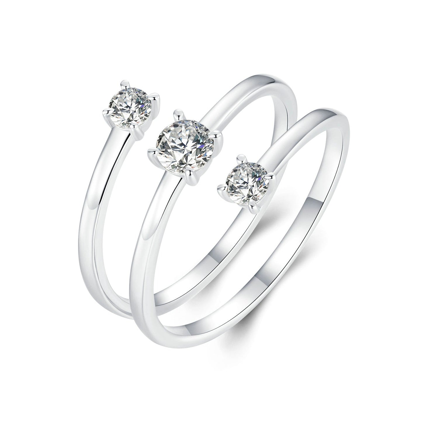 925 Sterling Silver White Gold Plated CZ Ring for Women