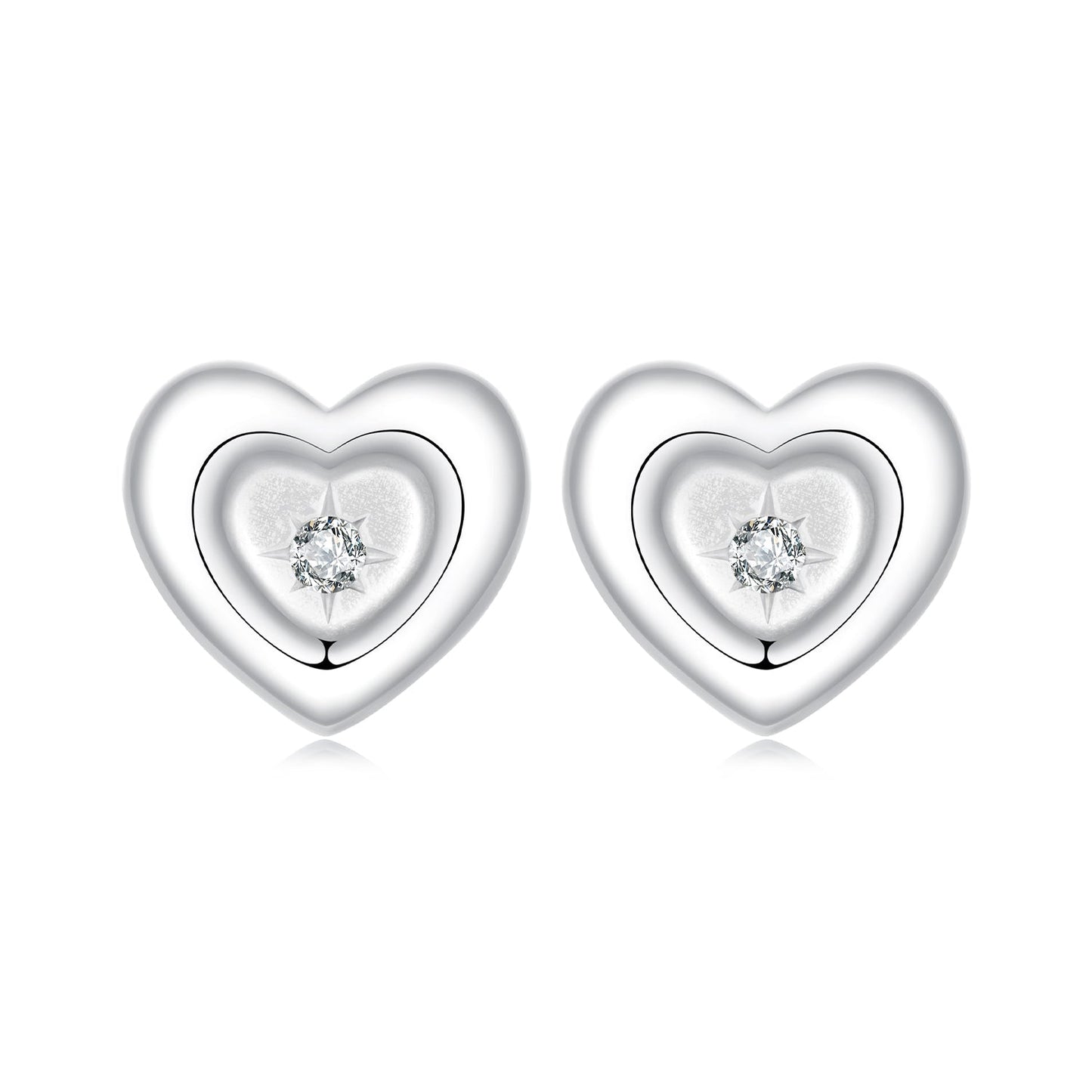 925 Sterling Silver White Gold Plated CZ Earrings