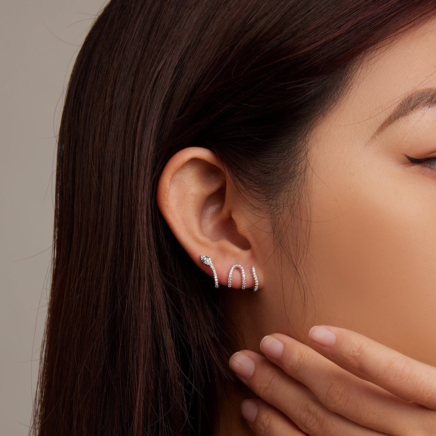 925 Sterling Silver Earrings with Plated Platinum and Pavé Setting CZ, 1.5x2.2cm for Women