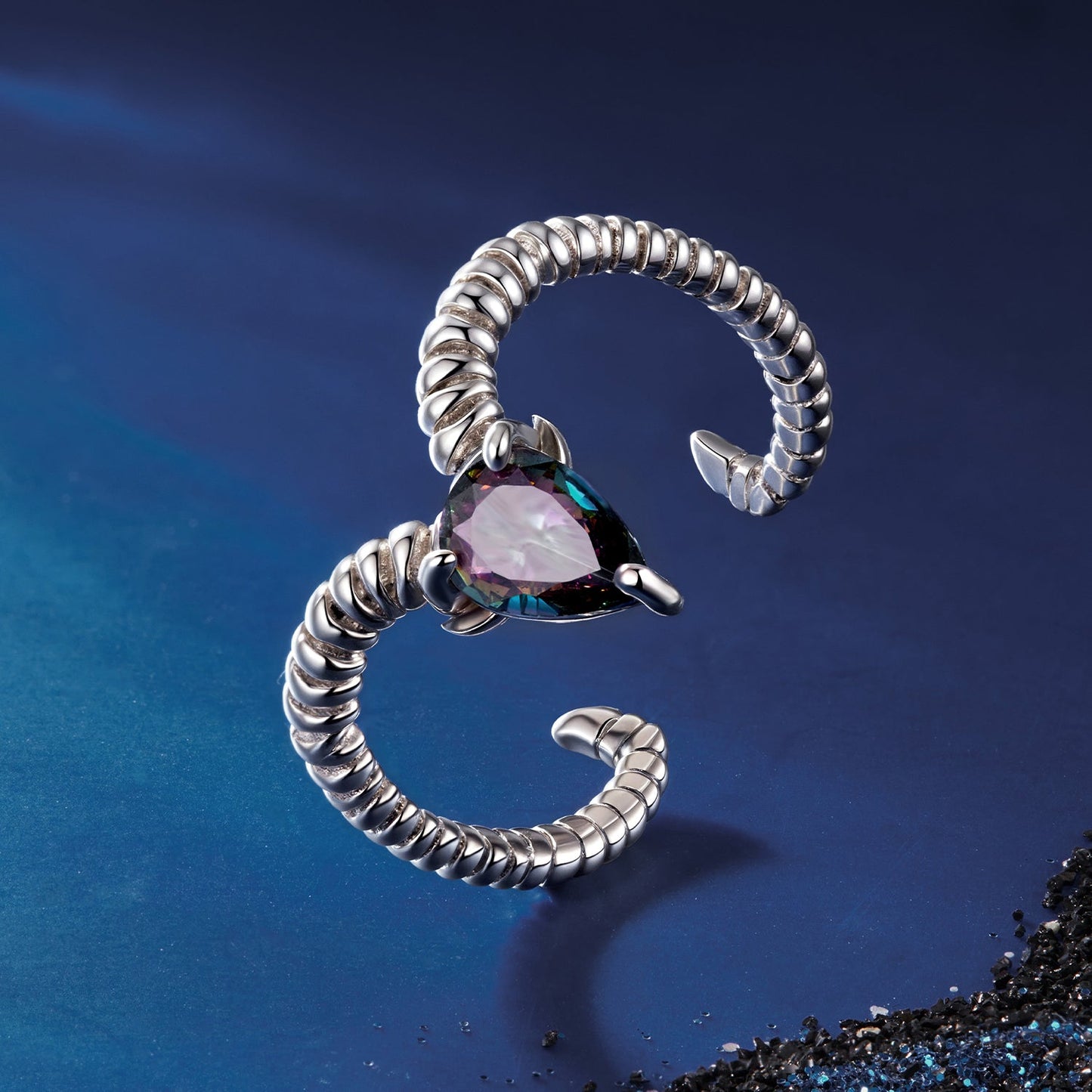 925 Sterling Silver Ring with Transparent Glass - Stylish E | 0.2cm Width for Women