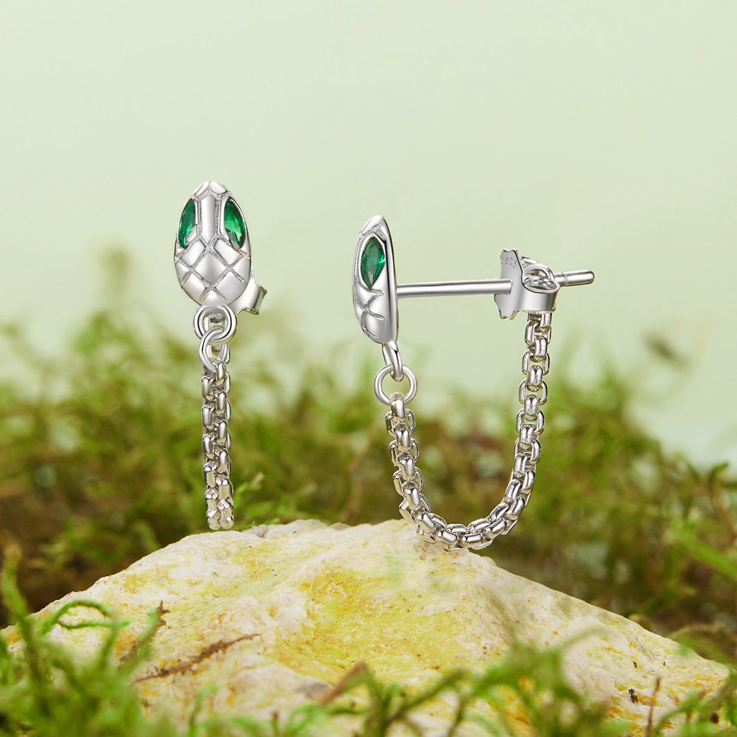 925 Sterling Silver Earrings with CZ in White Gold Plating