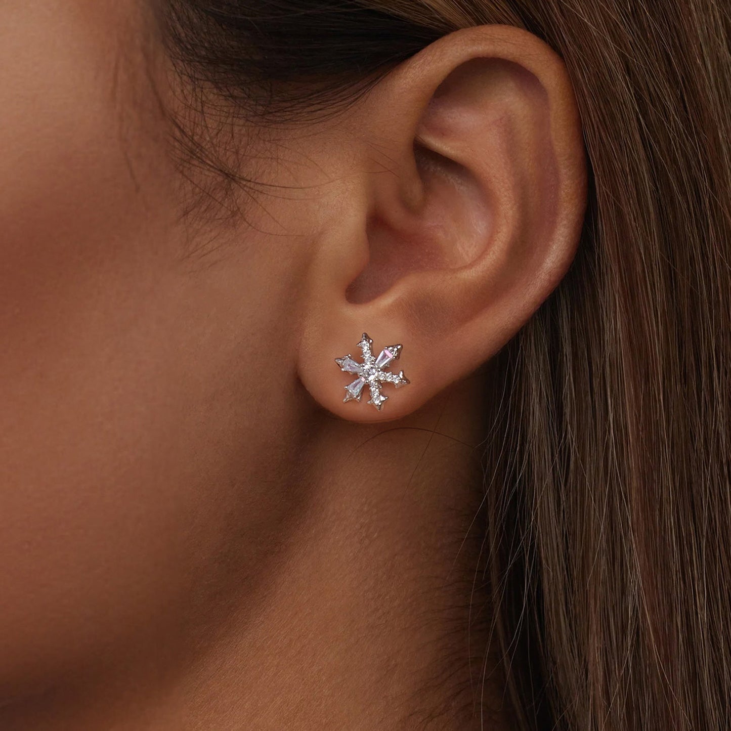 925 Sterling Silver Earrings with Plated White Gold and CZ