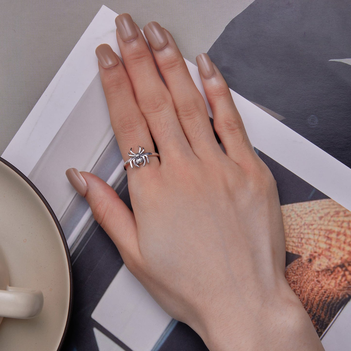 925 Sterling Silver Oxidized Spider Ring