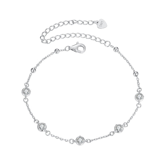 925 Sterling Silver 3mm Moissanite Bracelet for Women