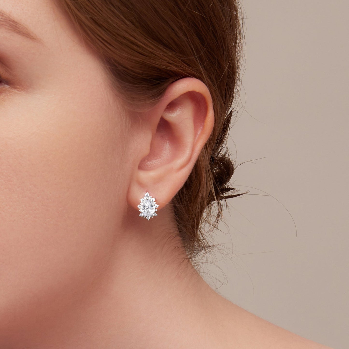 925 Sterling Silver Platinum Plated CZ Pavé Setting Earrings
